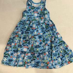 Hanna Andersson Girls Blue Floral Tiered Dress Size 4 (100cm)